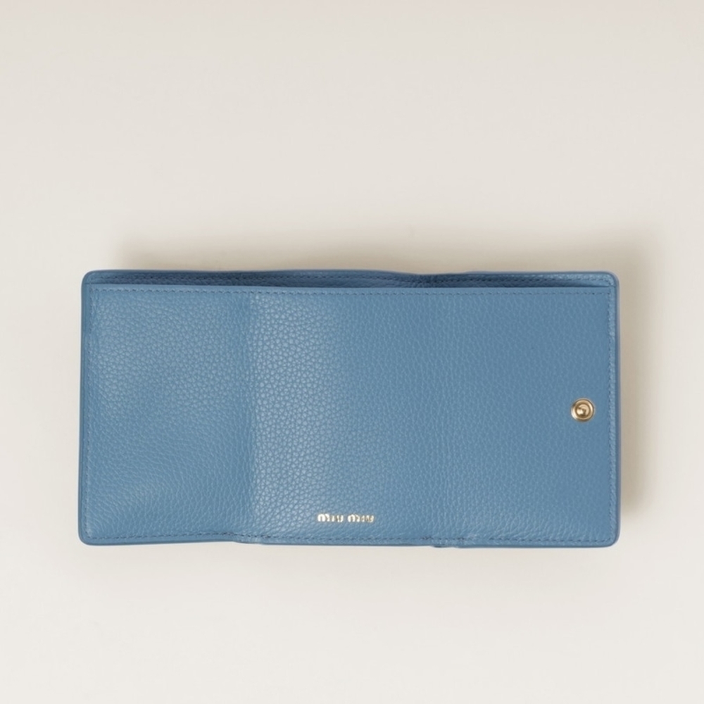 Miu Miu Vitello Dyno Leather Wallet Light Blue - image 2